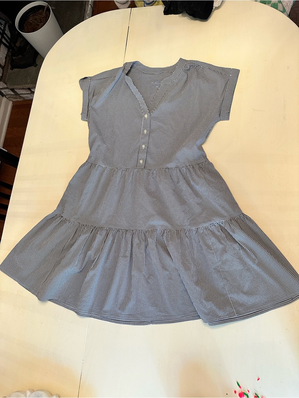 NWT Vineyard Vines Blue Gingham Tiered Button-Front Mini Dress MSRP $178